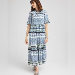 Chico's Seaport Blue Button Maxi Dress NWT Women’s Petite Medium / Chico’s 1 P